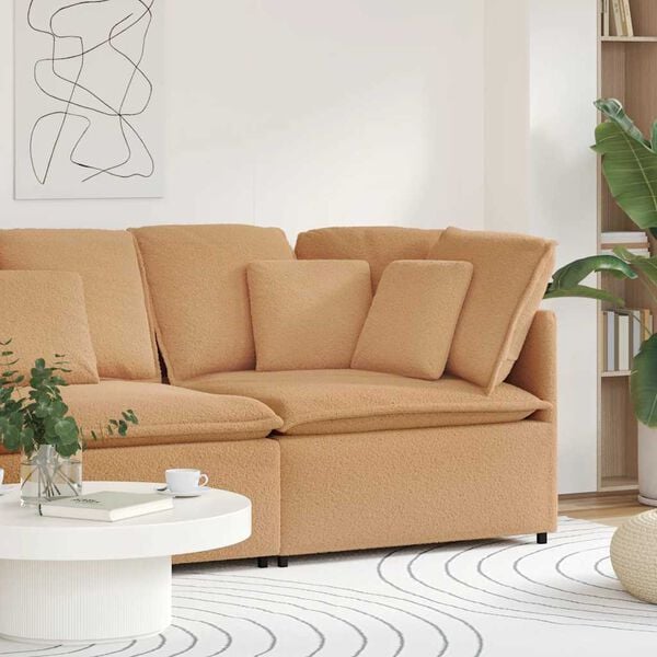vidaXL Modulares Sofa Eckmodul mit Kissen Beige 100 cm