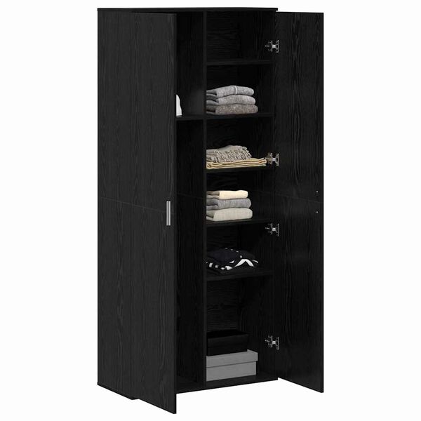vidaXL Highboard Schwarz Eichen-Optik 80 x 35 x 180 cm Holzwerkstoff