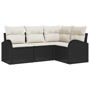 vidaXL Gartensofa-set mit Kissen 4 pcs Schwarz und Wei&szlig; Poly-Rattan