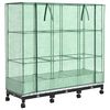 vidaXL Gartenplanter mit Gew&auml;chshausabdeckung und R&auml;dern 3 Stk. Wei&szlig;
