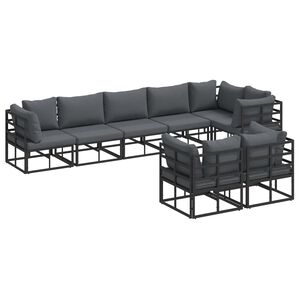vidaXL Gartensofa-set mit Kissen 8 pcs Schwarz Aluminium