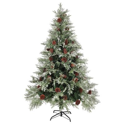 vidaXL Weihnachtsbaum mit Beleuchtung und Kiefernzapfen 150 cm PVC&PE