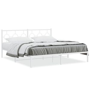 vidaXL Bettgestell mit Kopfteil Metall Wei&szlig; 183x213 cm
