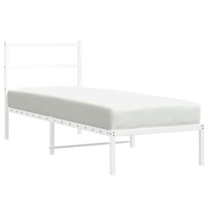 vidaXL Metallbett ohne Matratze mit Kopfteil Wei&szlig; 75x190 cm