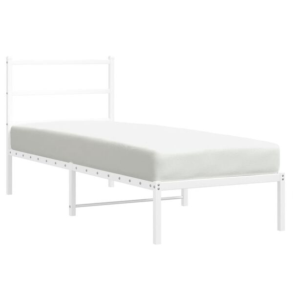 vidaXL Metallbett ohne Matratze mit Kopfteil Wei&szlig; 75x190 cm