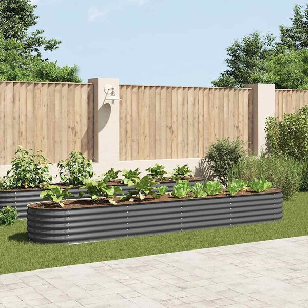 vidaXL Garten-Hochbeet 400 x 80 x 44 cm Verzinkter Stahl Grau