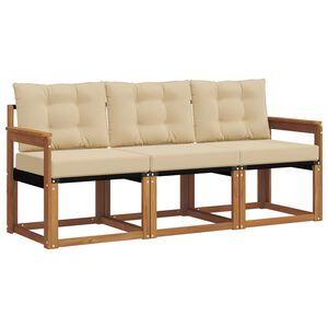 vidaXL Outdoor-Sofagarnitur mit Kissen 3 pcs Natur und Beige