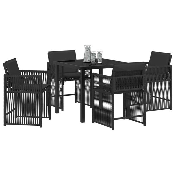 vidaXL Garten Essgruppe 5 pcs Schwarz Poly-Rattan