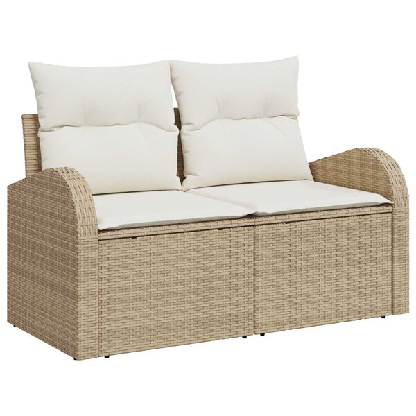 vidaXL Gartensofa-set Beige 55 x 55 x 37 cm Poly-Rattan