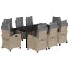 vidaXL 9-tlg. Garten-Essgruppe mit Kissen Beigemischung Poly Rattan