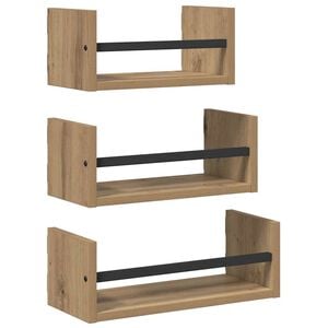 vidaXL Wandregal-Set 3 stk. Artisan-Eiche 40x16x14cm Holzwerkstoff