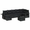 vidaXL 8-tlg. Garten-Sofagarnitur mit Kissen Schwarz Poly Rattan