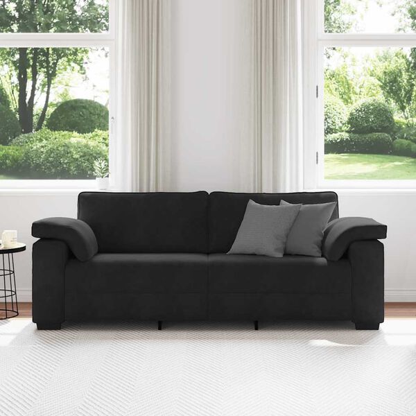 vidaXL 3-Sitzer-Sofa Schwarz 220x77x82 cm Samt