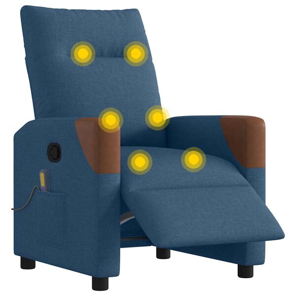 vidaXL Massagesessel Elektrisch Blau Stoff