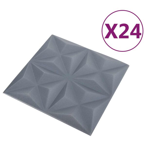 vidaXL Wandpaneele 24 pcs Origami Grau 50 x 50 cm XPS Schaum