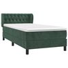 vidaXL Boxspringbett mit Matratze Dunkelgr&uuml;n 90x190 cm Samt