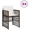 vidaXL Gartenst&uuml;hle mit Kissen 4 Stk. Braun Poly Rattan