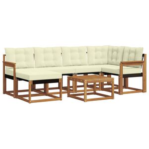 vidaXL Outdoor-Sofagarnitur mit Kissen 7 pcs Natur und Creme