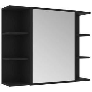 vidaXL Bad-Spiegelschrank Schwarz 80x20,5x64 cm Holzwerkstoff