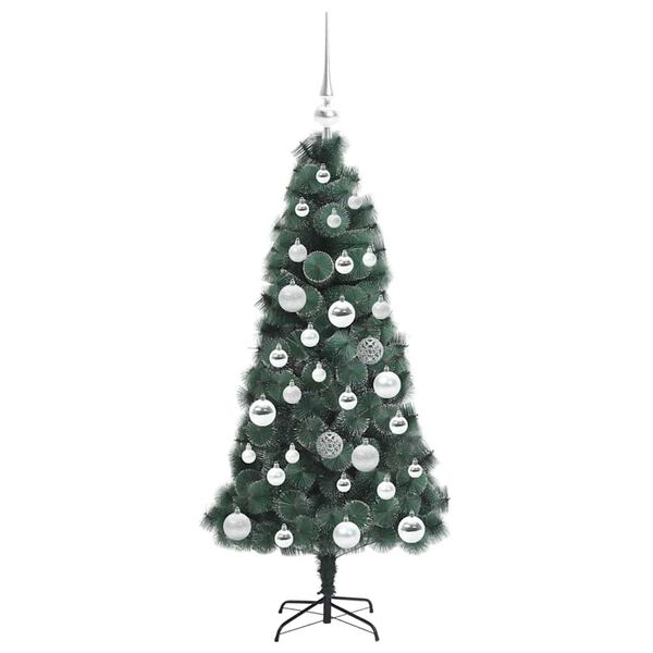 vidaXL Künstlicher vorbeleuchteter Weihnachtsbaum mit Kugelset 120 cm