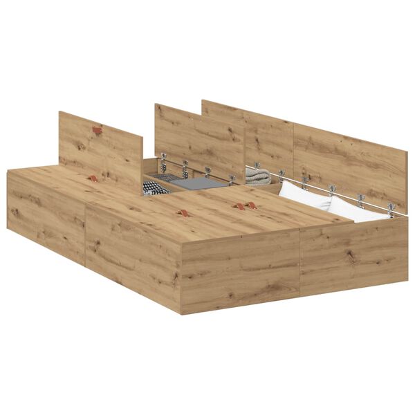 vidaXL Aufbewahrungsbettgestell Artisan-Eiche 120 x 190 cm