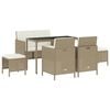 vidaXL 6-tlg. Garten-Essgruppe mit Kissen Beige Poly Rattan