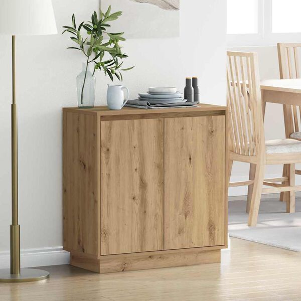 vidaXL LED-Sideboard Artisan-Eiche 71 x 34,5 x 75 cm Holzwerkstoff