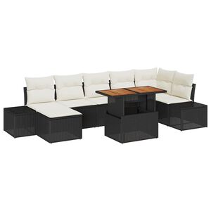 vidaXL Garten-Sofa-Set mit Kissen 8 pcs Schwarz und Creme