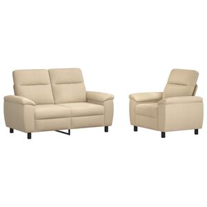 vidaXL Sofa-Set 2 pcs Creme Stoff