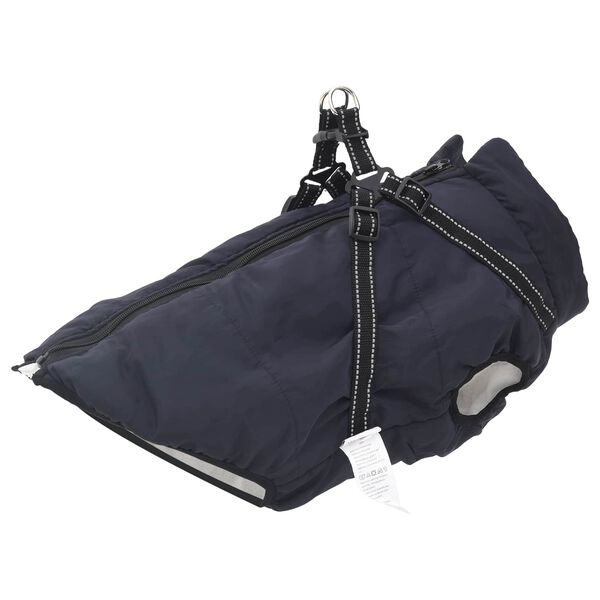 vidaXL Hundemantel mit Geschirr Marineblau L44 Fleece und Polyester
