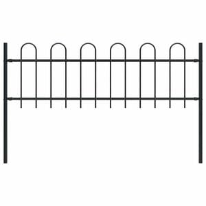 vidaXL Gartenzaun BOXTEL mit B&uuml;gelaufsatz Stahl 181 x 60 cm Schwarz