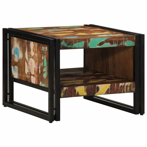 vidaXL Couchtisch Mehrfarbig 50x50x38 cm Altholz Massivholz