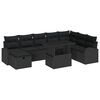 vidaXL Garten-Sofa-Set mit Kissen 9 pcs Schwarz Poly Rattan