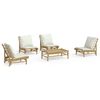 vidaXL 5-tlg. Garten-Lounge-Set mit Cremewei&szlig;en Kissen Bambus
