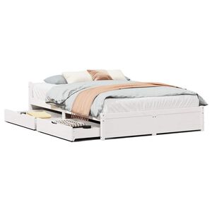 vidaXL Massivholzbett ohne Matratze Wei&szlig; 120x200 cm Kiefernholz