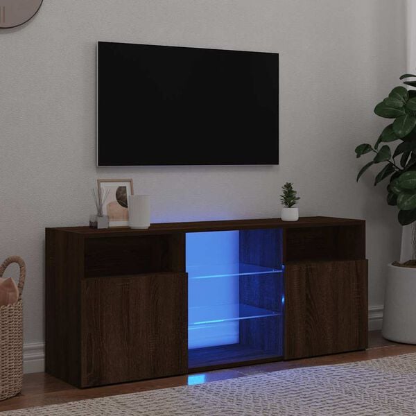 vidaXL TV-Schrank mit LED-Leuchten Braun Eichen-Optik 120x30x50 cm