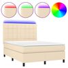 vidaXL Boxspringbett mit Matratze & LED Creme 140x190 cm Stoff