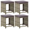 vidaXL Gartenhocker 4 Stk. mit Kissen Poly Rattan Grau