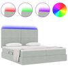 vidaXL Bett mit LED-Lichtleisten Hellgrau 180 x 200 cm Samt