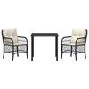 vidaXL Garten Essgruppe mit Kissen 3 pcs Schwarz Poly-Rattan