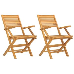 vidaXL Klappst&uuml;hle, 2 St&uuml;ck, 55 x 62 x 90 cm, Massivholz Teak