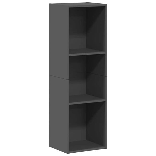 vidaXL B&uuml;cherregal/TV-Schrank Hochglanz-Grau 36x30x114cm Holzwerkstoff