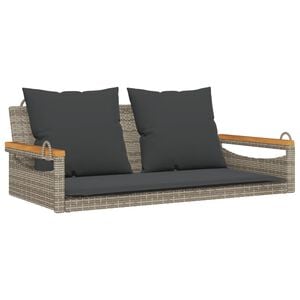 vidaXL H&auml;ngebank mit Kissen Grau 109x62x40 cm Poly Rattan