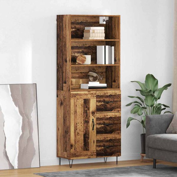 vidaXL Highboard mit Schubladen 2 pcs Altholz Holzwerkstoff