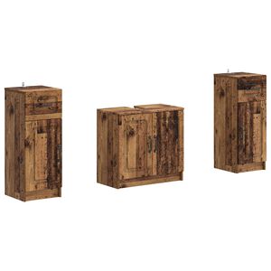 vidaXL 2-teiliges Badezimmer Schrank Set UTRECHT Altholz Holzwerkstoff