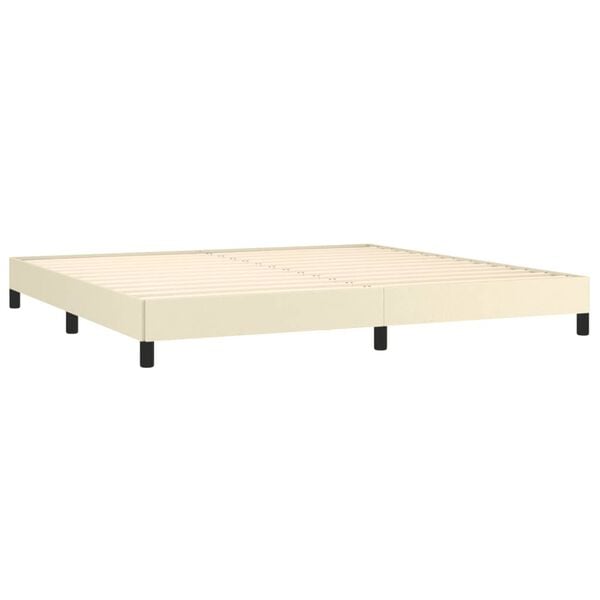 vidaXL Boxspringbett mit Matratze Creme 200x200 cm Kunstleder