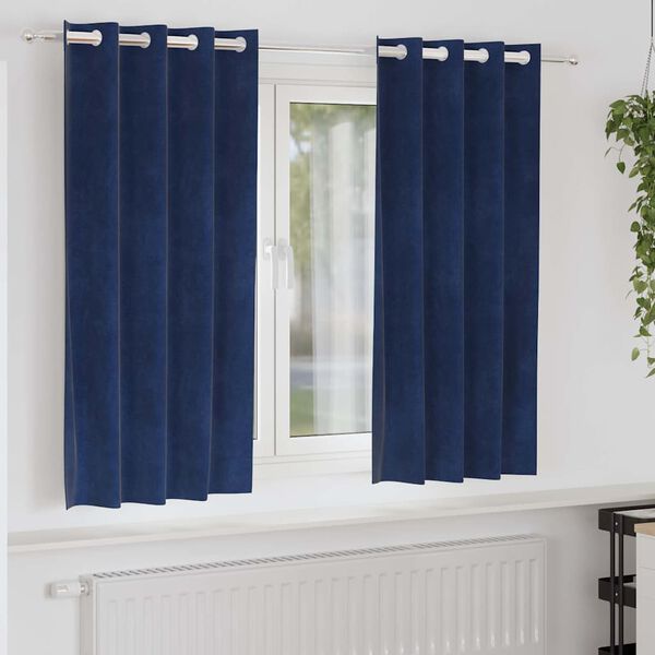 vidaXL Verdunkelungsvorhänge 2 pcs Dunkelblau 140 x 175 cm Samt