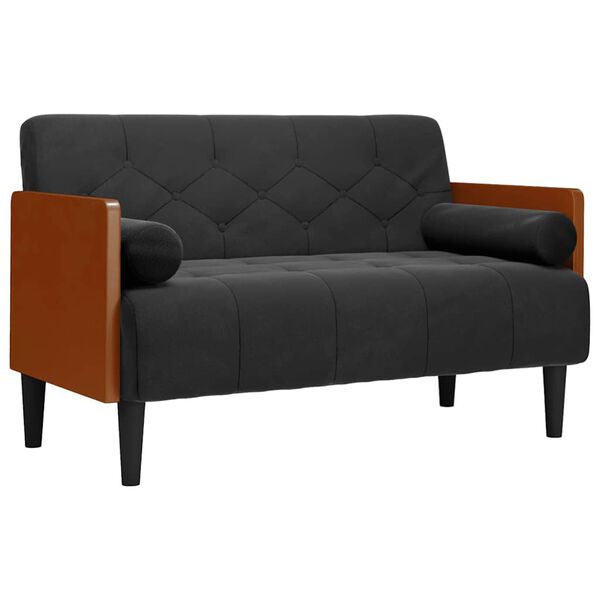 vidaXL Zweisitzer-Sofa mit Nackenrollen Schwarz 110 cm Samt