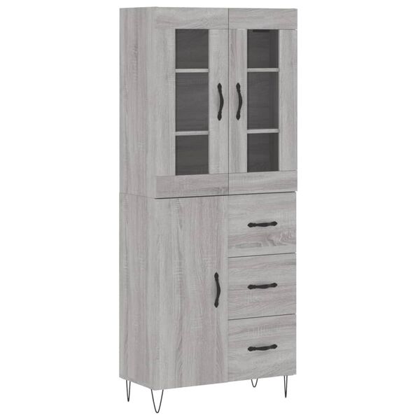 vidaXL Highboard Grau Sonoma 69,5x34x180 cm Holzwerkstoff