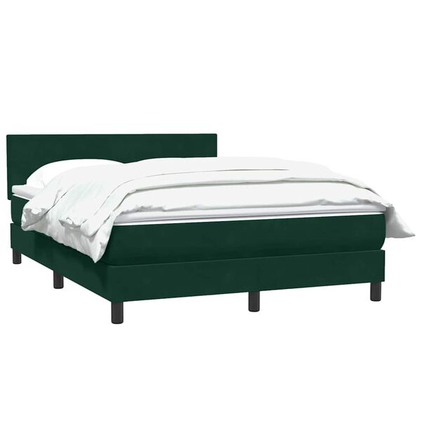 vidaXL Boxspringbett mit Matratze Dunkelgr&uuml;n 160x210 cm Samt